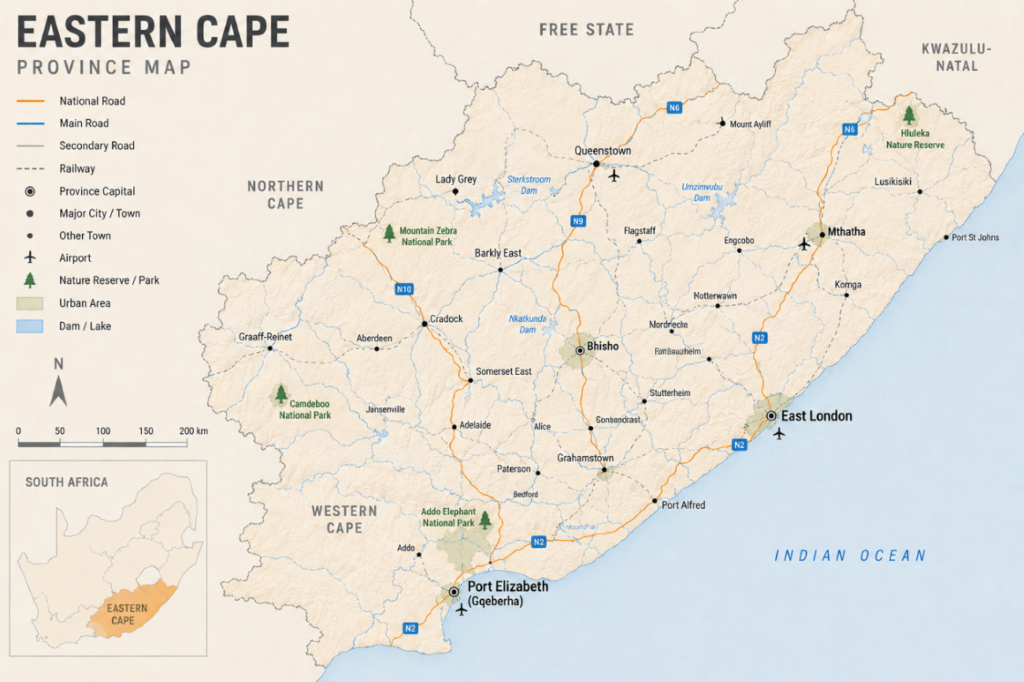 quiet camps eastern cape map
