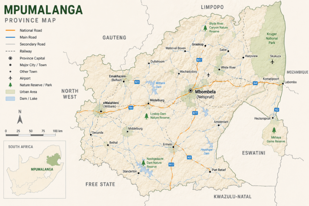 Quiet Campsites Mpumalanga Map