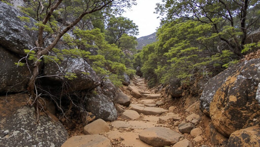 Loerkop trails forest walk through rocky bushveld in Kgaswane
